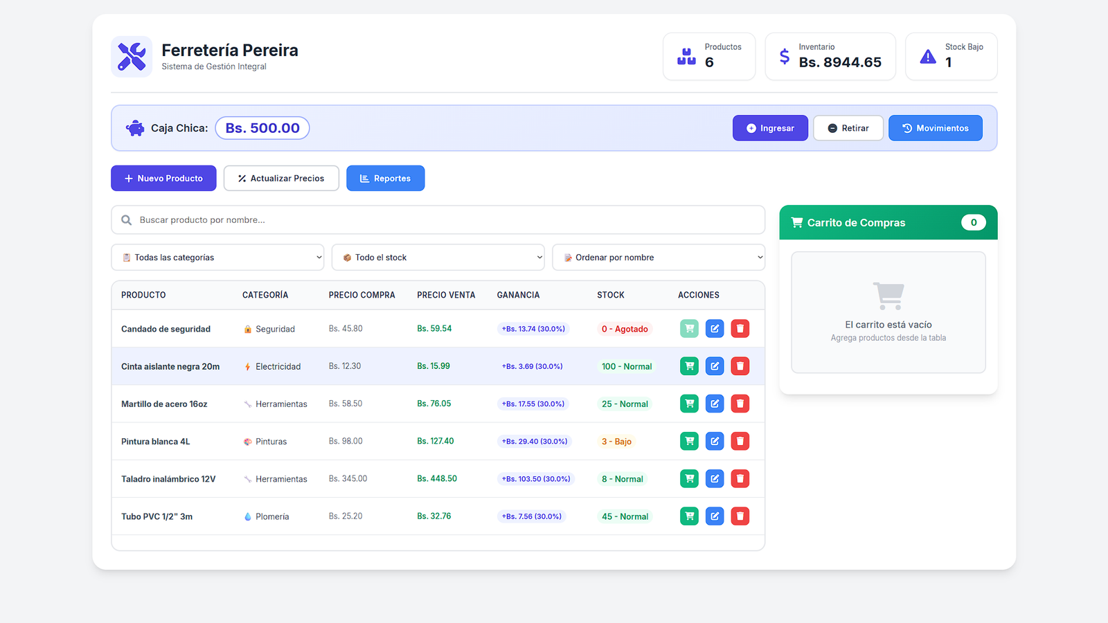 Gestor de Inventario y Ventas