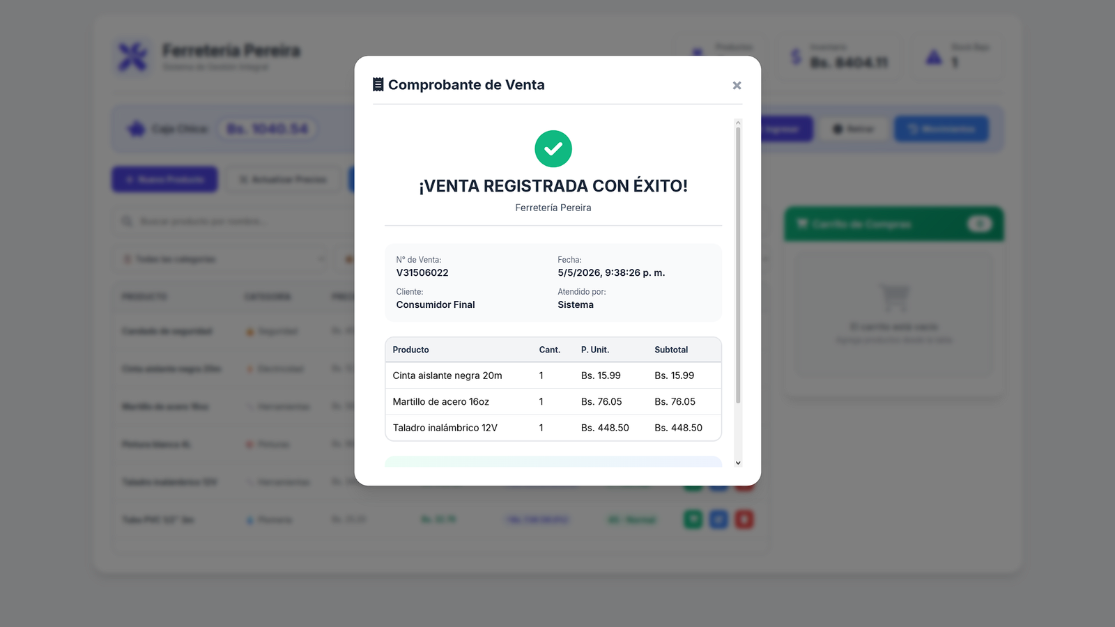 Gestor de Inventario y Ventas